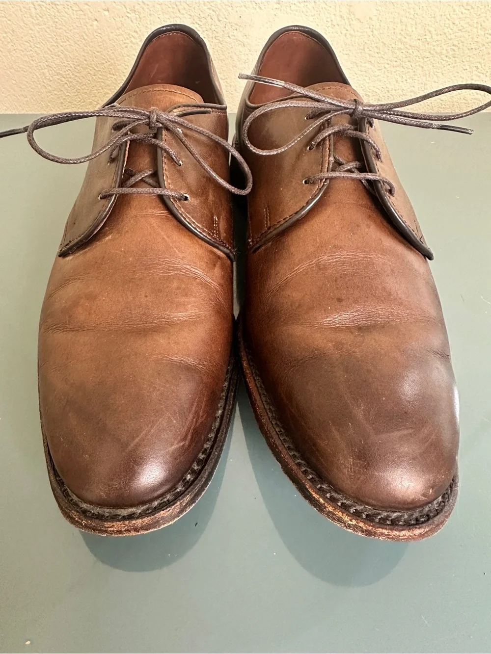 Allen Edmonds Kenilworth Brown Leather Plain Toe Bluchers Oxfords US 8.5 D $450